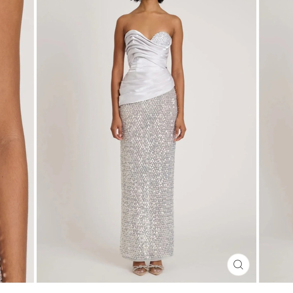 Elegant Strapless Silver Dress